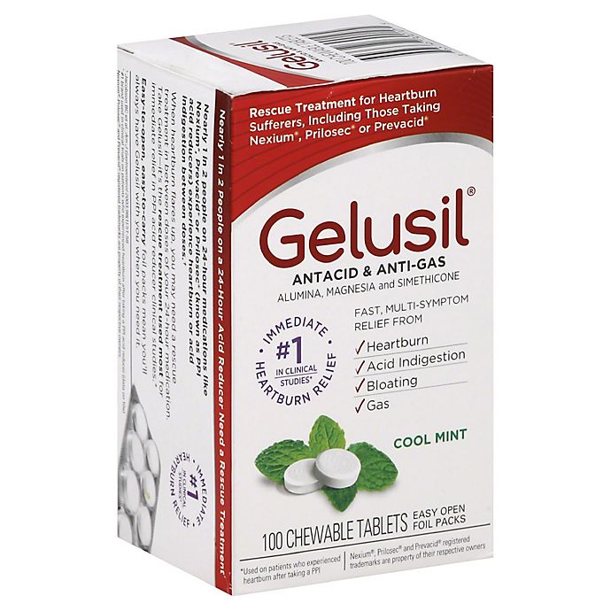 Gelusil Antacid & Anti-Gas 100-Count Chewable Tablets in Cool Mint Flavor