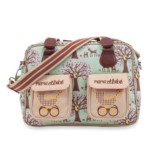 Pink Lining Mama Et Bebe Woodland Diaper Bag In Greenb Buybuy Baby