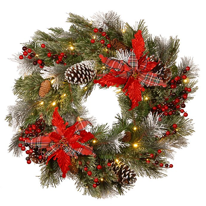 National Tree Company 30 Inch Frosted Pine Collection Wreath with Big Tipped ... 