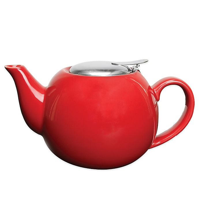 Ceramic Teapot with Stainless Steel Infuser and Metal Handle