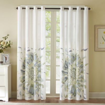 Solange 84-Inch Floral Watercolor Window Curtain Panel - Bed Bath & Beyond