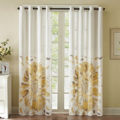 Solange 84-Inch Floral Watercolor Window Curtain Panel - Bed Bath & Beyond