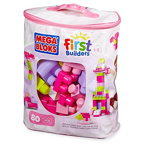 Mega Bloks Big Building Bag 80-Piece Building Set in Pink - buybuy BABY