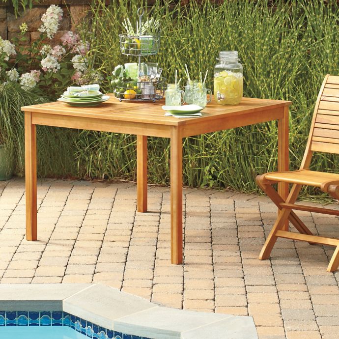 Westerly Acacia Wood 4-Person Outdoor Dining Table | Bed Bath & Beyond