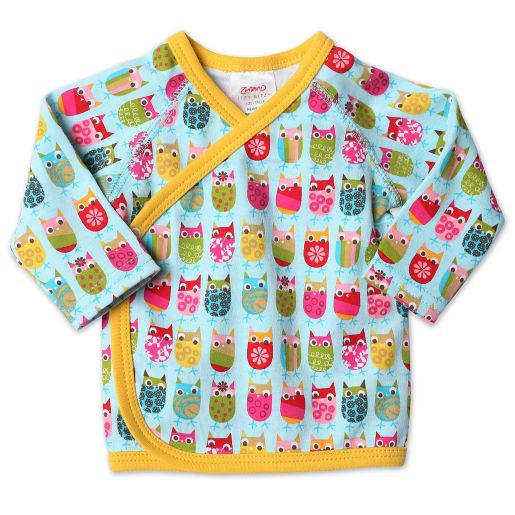 Zutano Itzy Bitzy Owls Long Sleeve Kimono Top In Aqua Buybuy Baby
