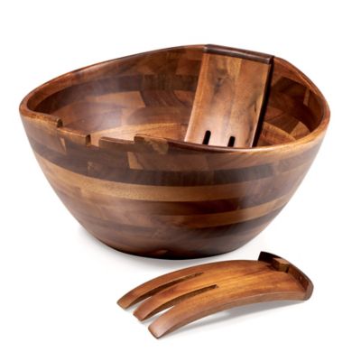 Legacy Heritage Collection by Fabio Viviani Mescolare 3-Piece Acacia Salad Bowl and Mixing Claws Set