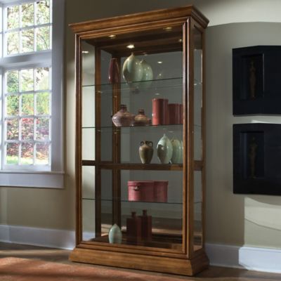 Pulaski Two-Way Sliding Door Curio in Golden Oak - Bed Bath & Beyond