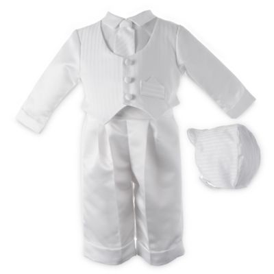 Boy's White Satin Christening Outfit with Hat and Tie by Lauren Madison ...