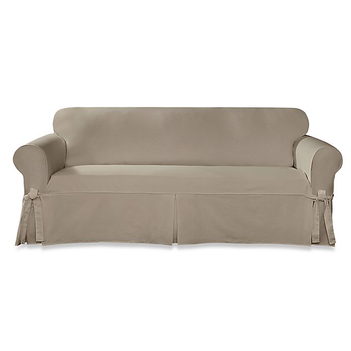 Details about   Sure Fit Sueded Twill Sofa Slipcover in Taupe 