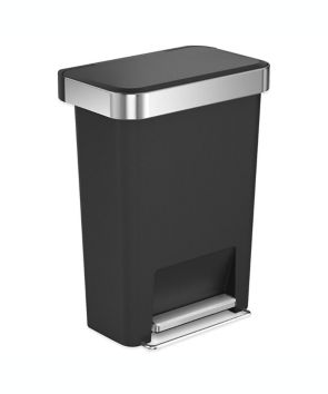Bote de basura de plástico Simple human™ rectangular, 45 L color negro