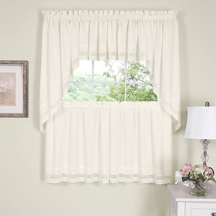 Danielle Embroidered Eyelet 38-Inch Window Swag Pair
