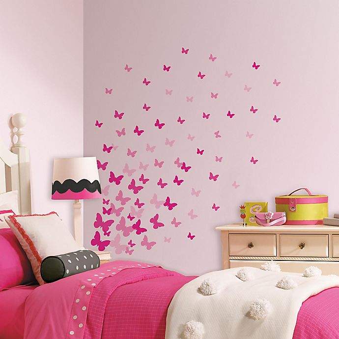 RoomMates Pink Flutter Butterflies Wall Decals