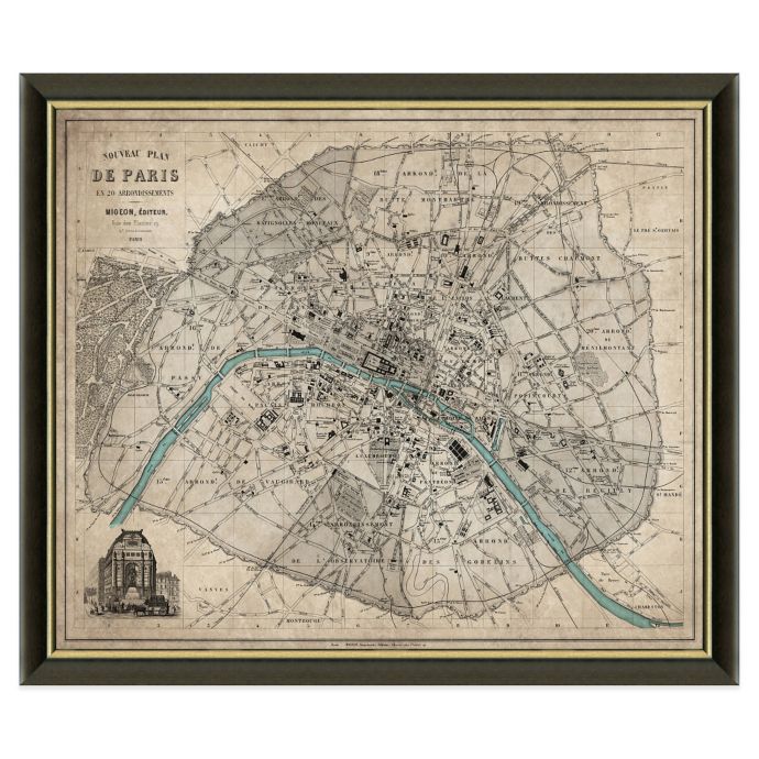 Framed Map Of Paris 34-Inch X 40-Inch Framed Map Of Paris, France | Bed Bath & Beyond