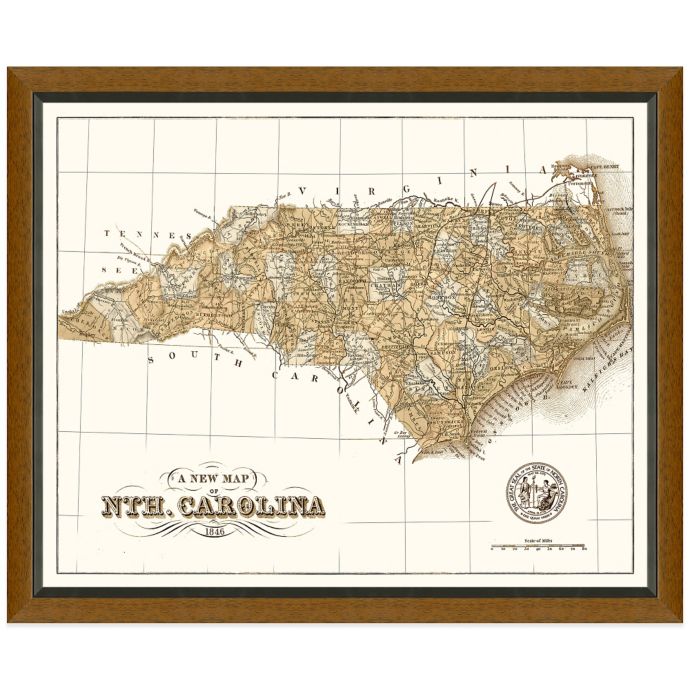 Bed Bath And Beyond Map 34-Inch X 28-Inch Framed North Carolina Map | Bed Bath & Beyond