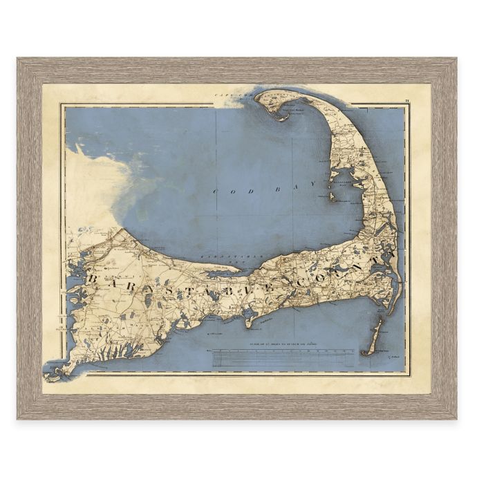 Framed Map Of Cape Cod 34-Inch X 28-Inch Framed Map Of Cape Cod Landscape | Bed Bath & Beyond