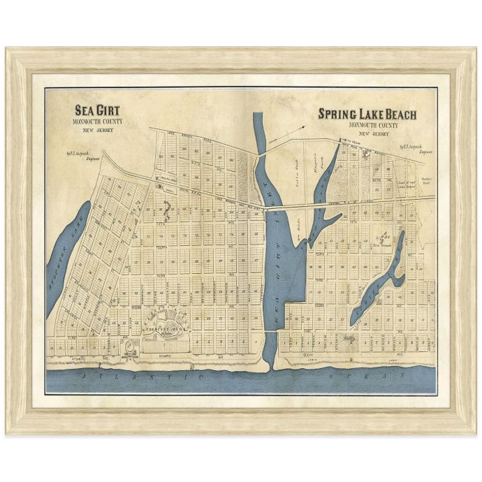 Map Of Sea Girt Nj 34-Inch X 28-Inch Framed Map Of Sea Girt, Nj | Bed Bath & Beyond