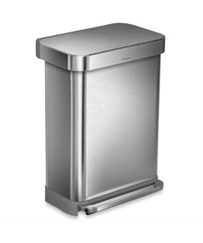 Bote de basura de acero inoxidable cepillado Simple human™ rectangular, 55 L