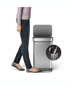 Bote de basura de acero inoxidable cepillado Simple human™, rectangular, 45 L