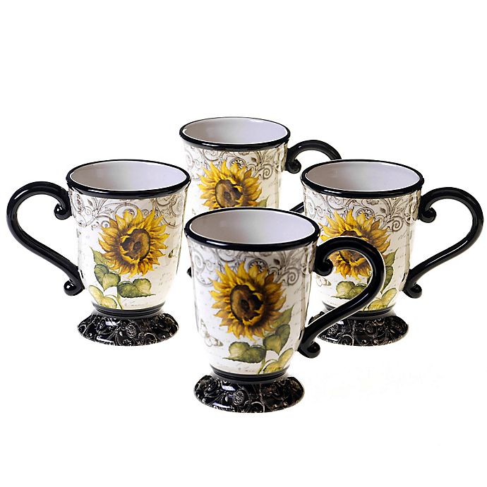 Certified International French Sunflower Mugs (Set of 4)