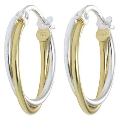 18K Gold-Plated and Sterling Silver Thin Twist Hoop Earrings - Bed Bath ...