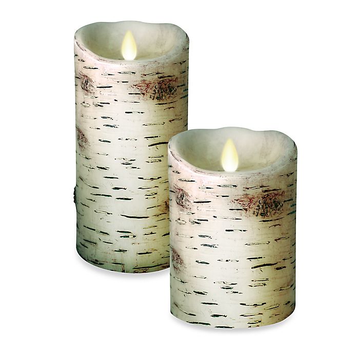 Luminara® Birch Real-Flame Effect Pillar Candle