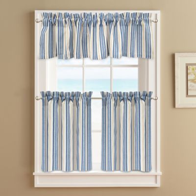 Buy Ropes 36–Inch Window Curtain Tier Pair in Blue from Bed Bath  Beyond