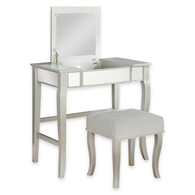 Vanity Sets & Benches - Bed Bath & Beyond image of Linon Home Harper Vanity Set in Silver