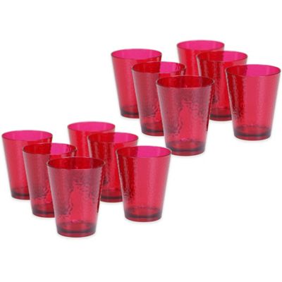 Buy Certified International HammeredAcrylic Double Old Fashioned Glasses in Ruby Set of 12 