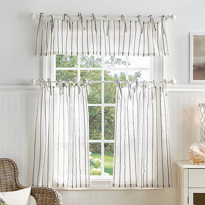 Martha Stewart Laguna Stripe 36-Inch Kitchen Window Curtain Tier Pair & Valance Set