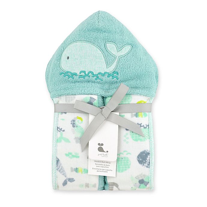 Just Bath by Just Born™ Size 0-9M Under the Sea Hooded Towel in Sea Glass