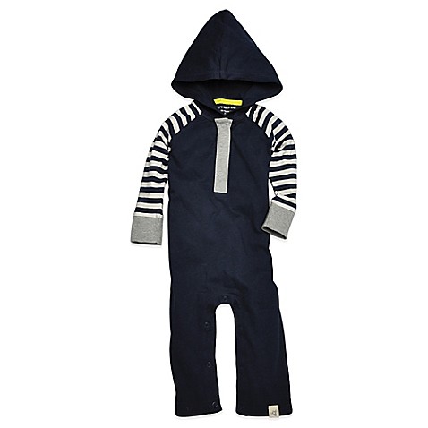 Burt's Bees Baby™ Organic Cotton Hooded Colorblock Coverall in Navy - buybuyBaby.com