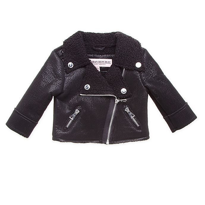 Urban Republic Bonded Suede Moto Jacket with Sherpa Lining in Black