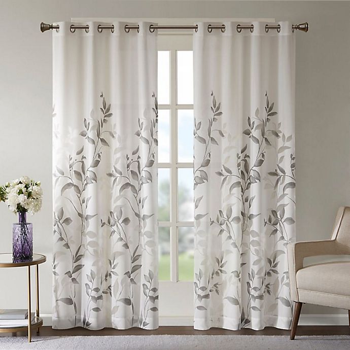 Madison Park Cecily Burnout Printed Window Panel in Grey