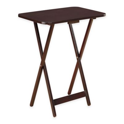 tray table folding oversized espresso wood wooden bed bedbathandbeyond tv