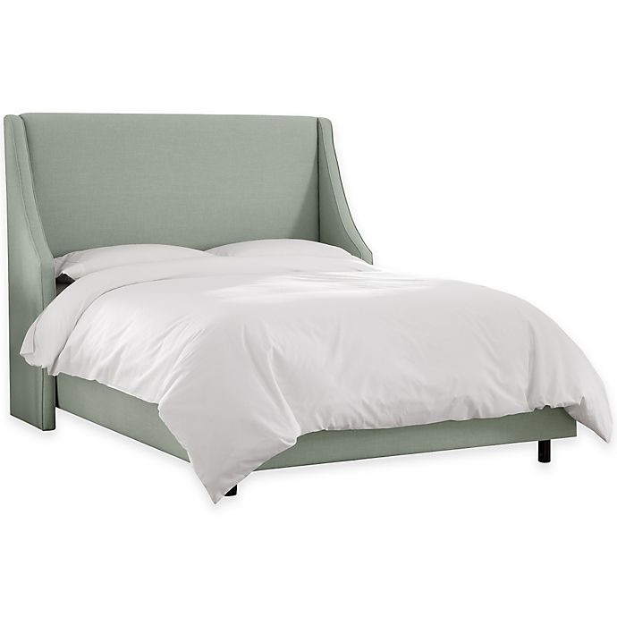 Skyline Furniture Monroe King Upholstered Panel Bed in Swedish Blue