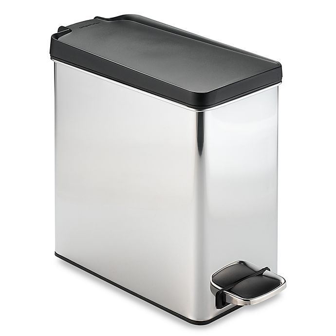 simplehuman® Brushed Stainless Steel 10-Liter Profile Step Trash Can
