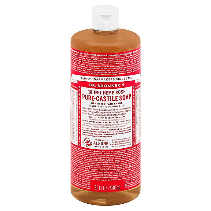 Dr Bronner's 32 oz. 18-in-1 Pure-Castile Liquid Soap in Rose