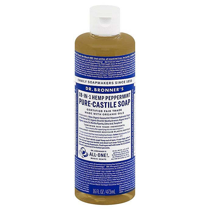 Dr Bronner's 16 oz. 18-in-1 Pure-Castile Liquid Soap in Peppermint