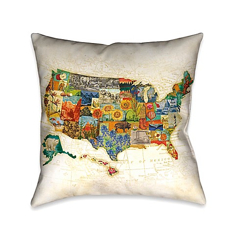 Laural Home Vintage Travel Map Square Throw Pillow - Bed Bath & Beyond