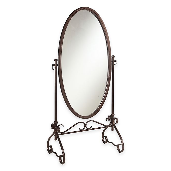 Clarisse 26-Inch x 63-Inch Oval Floor Mirror in Antique Brown