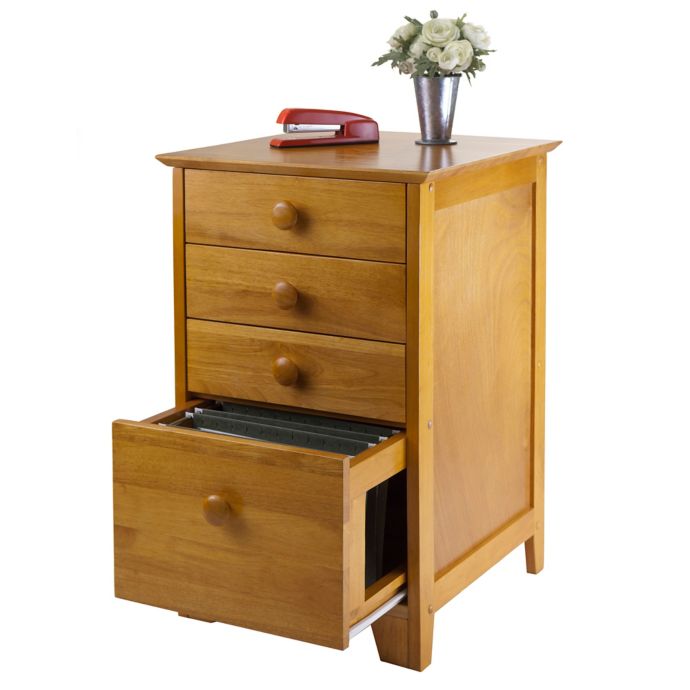 4 Drawer Wood File Cabinet With Honey Finish Bed Bath Beyond