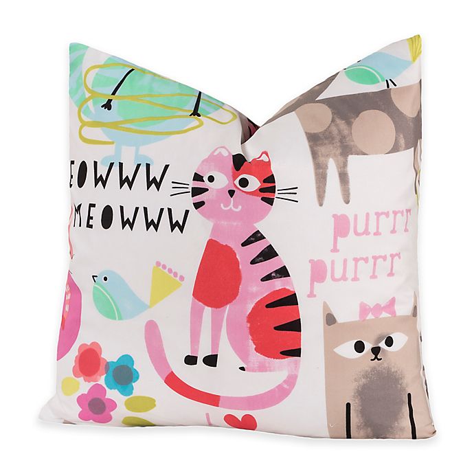 Crayola® Purrty Cat 20-Inch Square Throw Pillow in Pink/White