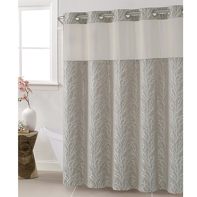 Hookless Jacquard Tree Branch Shower, How To Use Hookless Shower Curtain