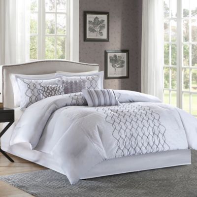 Madison Park Iris 7-Piece Comforter Set in Silver - Bed ...