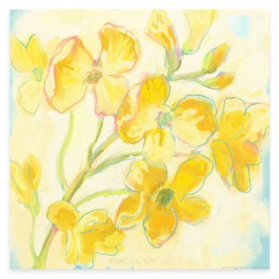 Yellow Flower and Blue Canvas Wall Art - Bed Bath & Beyond