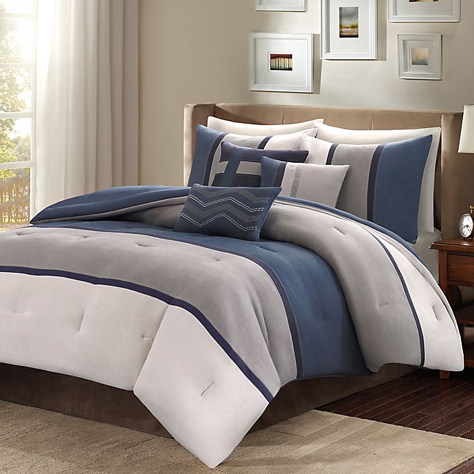 Madison Park Palisades 7-Piece Reversible King Comforter Set in Blue