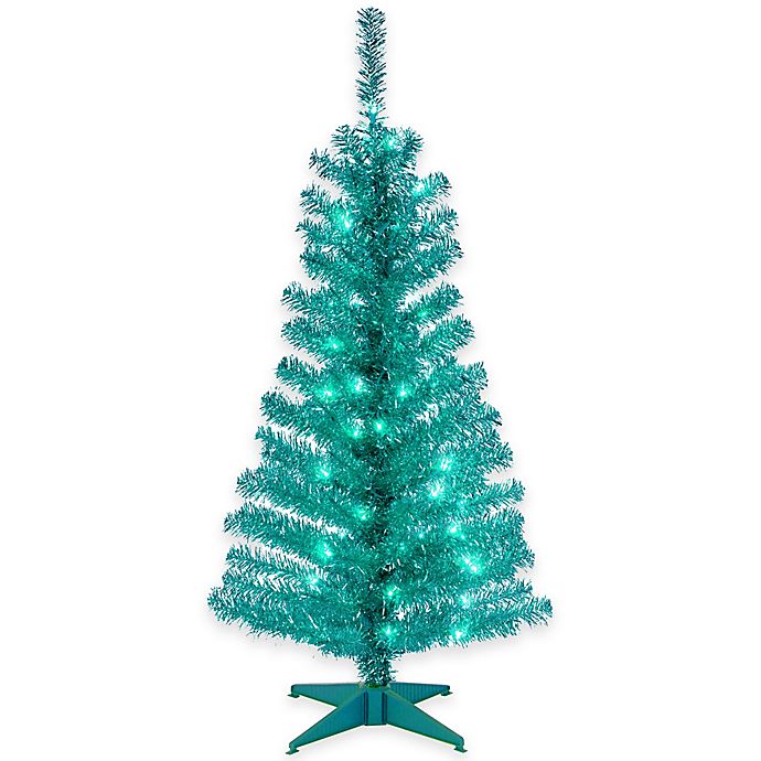 National Tree Company Tinsel Pre-Lit Christmas Tree with Plastic Stand