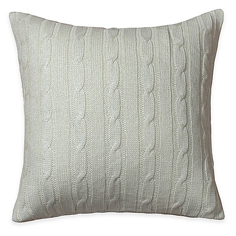 Buy Rizzy Home Cable Knit Square Throw Pillow in Cream/Silver from Bed Bath & Beyond