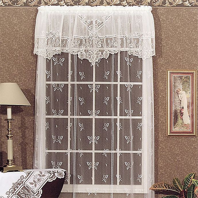 HERITAGE LACE IVORY HOME SWEET HOME CAFE ROD VALANCE 1 PAIR 2 PIECE ITEM 2921 