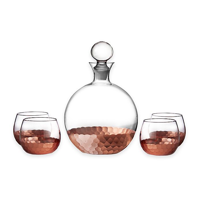 Fitz and Floyd® Daphne 5-Piece Large Whiskey Decanter Set in Copper (Set of 4)